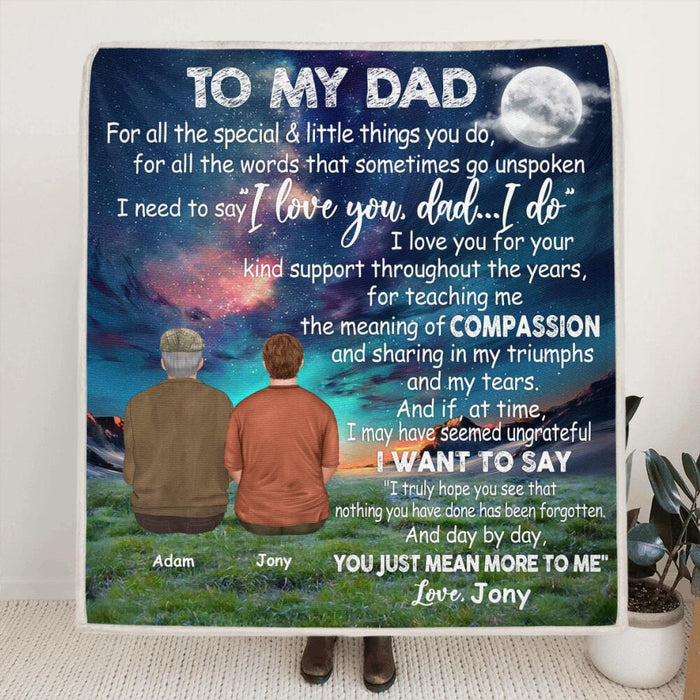 Personalized Father and Son/Daughter Blanket - Best Gift For Father's Day From Son and Daughter - I Love You, Dad