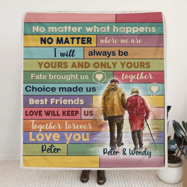 Personalized Couple Fleece Blanket/Quilt - Best Gift For Couples - No Matter What Happens