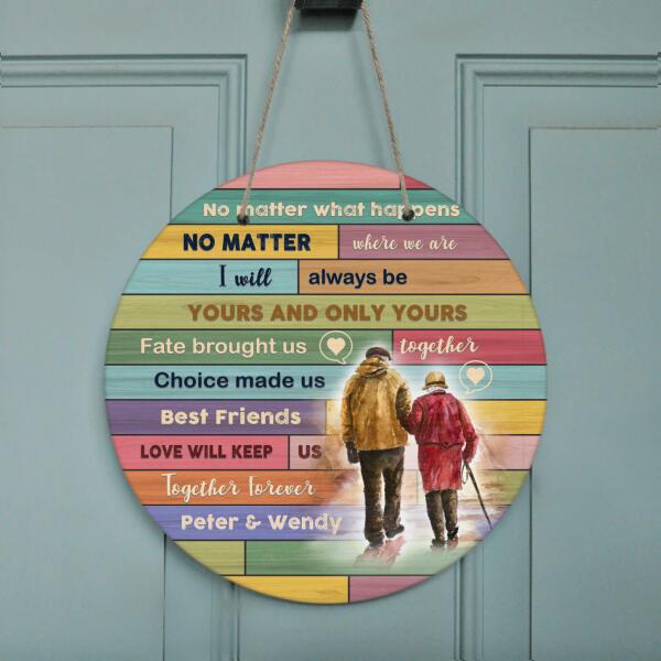 Personalized Couple Circle Wooden Wall Art - Best Gift For Couples - No Matter What Happens