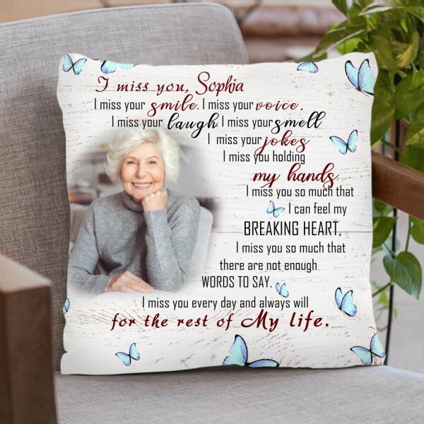 Personalized Memorial Pillow Cover - Memorial Gift For Loss Of Family Members/Friends - I Miss You