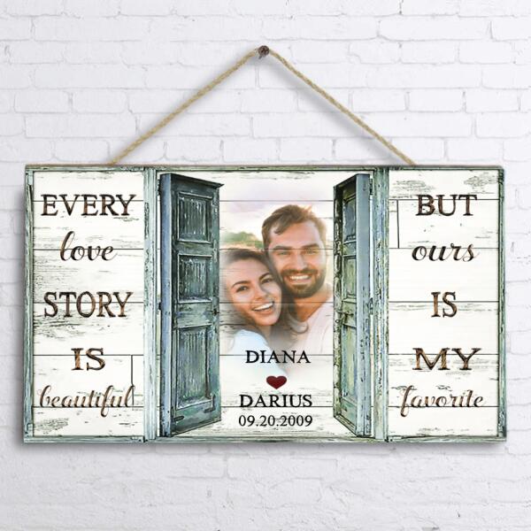 Personalized Couple Rectangle Wall Art - Best Gift For Couple - Every Love Story Is BeautifulBut Ours Is My Favorite