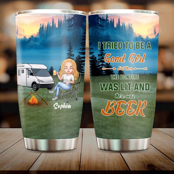 Personalized Camping Queen Tumbler - Gift Idea For Camping Lover - I Tried To Be A Good Girl