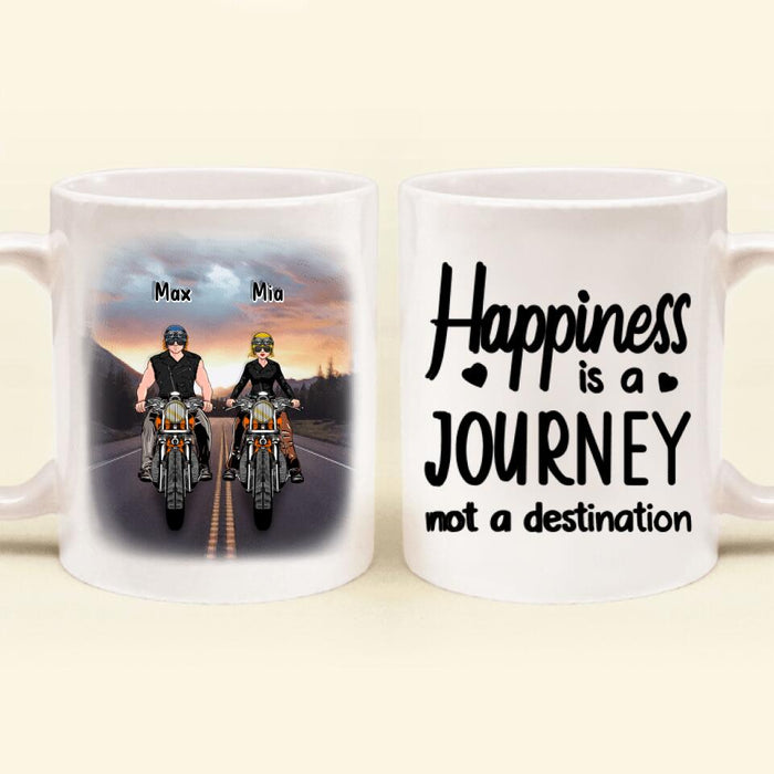 Personalized Couple Motorcycle Coffee Mug - Gift Idea For Couple/Friends - Happiness Is A Journey Not A Destination