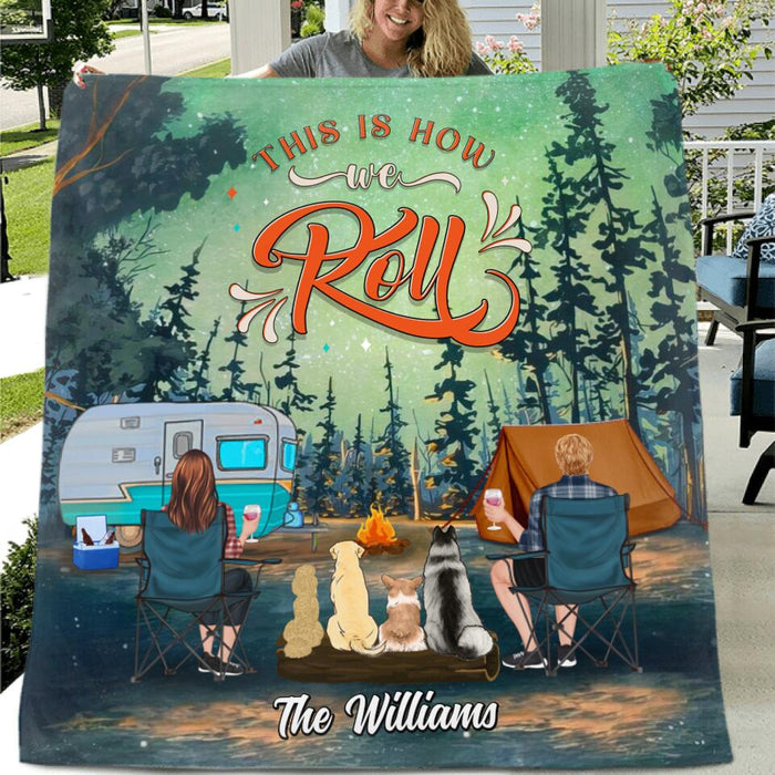 Personalized Camping With Dogs Quilt/Fleece Blanket & Pillow Cover - Up to 4 Dogs - Gift Idea For Camping/Dog Lover - Always At Home Wherever We Roam