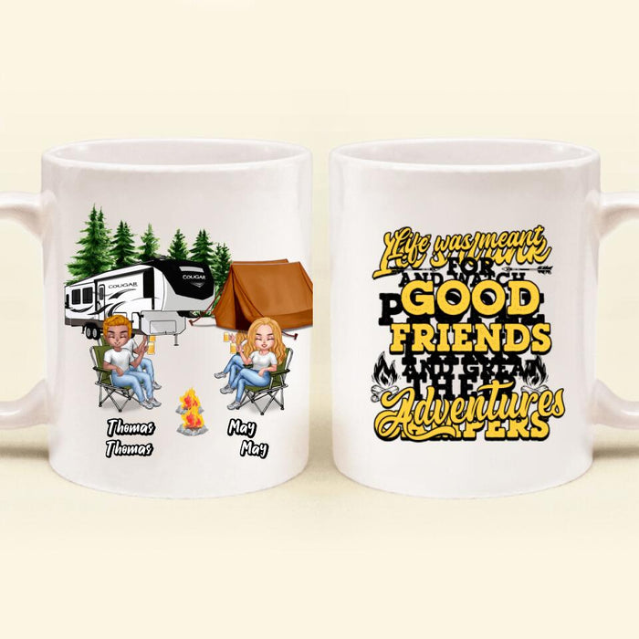 Personalized Camping Friends Mug - Up to 7 People - Gift For Camping Lovers/Friends - Let's Drink And Watch People Park Their Campers