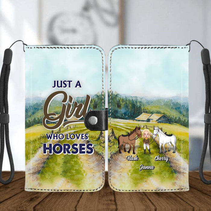 Personalized Horse Lady Phone Wallets - Gift Idea For Horse Lovers with up to 2 Horses - Just A Girl Who Loves Horses