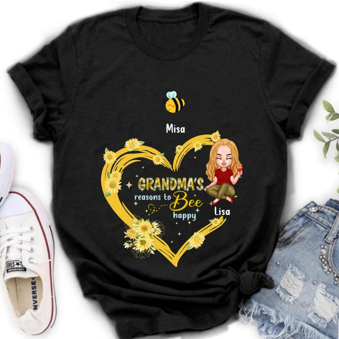 Personalized Grandma Shirt - Up to 6 Kids - Mother's Day Gift For Grandma - Grandma's Reasons To Bee Happy