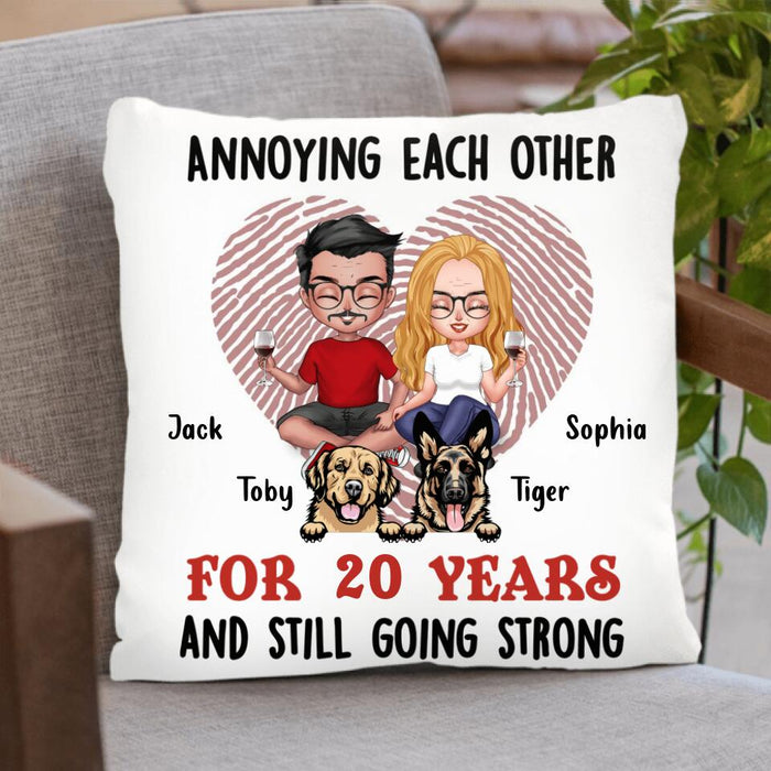 Personalized Couple Pillow Cover - Gift Idea for Couple with up to 2 Dogs - Annoying each other
for 20 years and still going strong