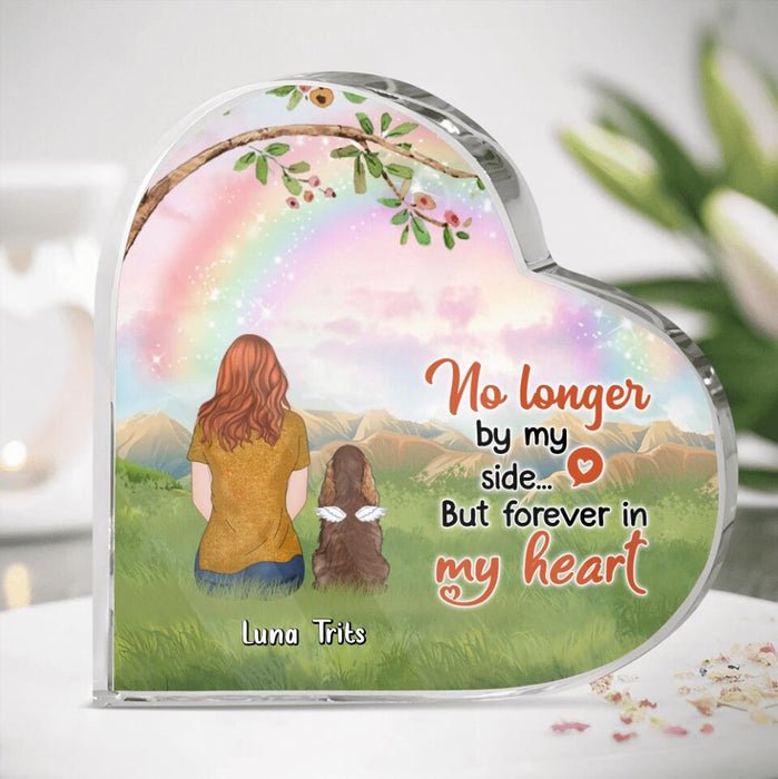 Personalized Dog Mom/Dad Heart-Shape Acrylic Plaque - Man/Woman/Couple With Up to 4 Dogs - Gift For Dog Mom/Dog Dad/Mother's Day - No Longer By My Side But Forever In My Heart