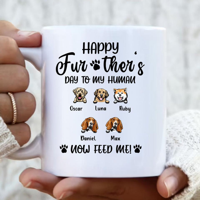 Personalized Cat Dad/Dog Dad Coffee Mug - Gift Idea For Father's Day/Pet Lovers with up to 5 Pets - Happy Further's Day To My Human Now Feed Me!
