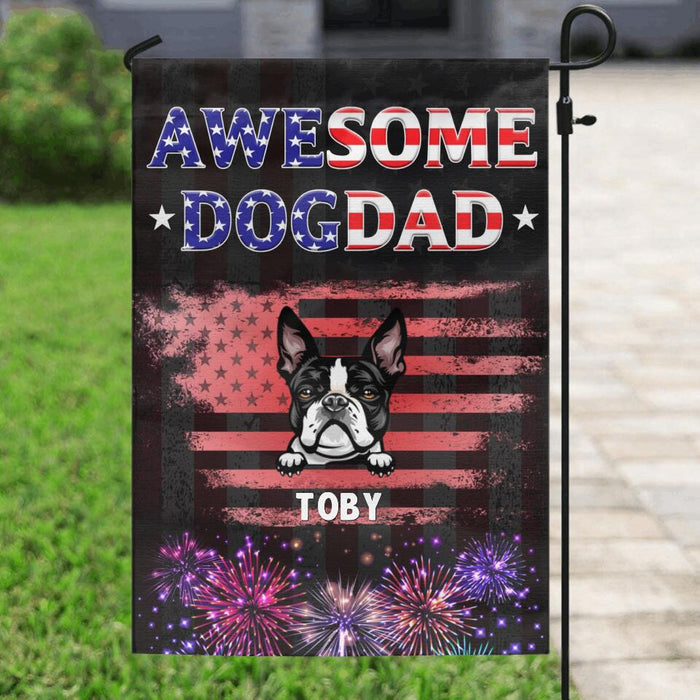 Personalized Dog Dad Flag Sign - Gift Idea For Father's Day/Dog Lovers - Up To 6 Dogs - Awesome Dog Dad
