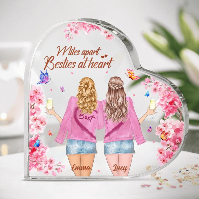 Personalized Best Friends Acrylic Plaque- Gift Idea For Best Friends - Miles Apart Besties At Heart