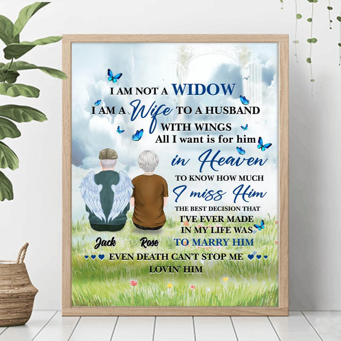 Personalized Couple Poster - Memorial Gift Idea For Couple - I Am A Wife To A Husband With Wings