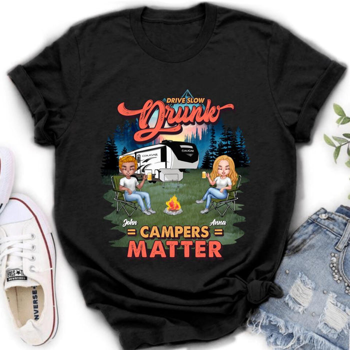 Personalized Camping Unisex/Hoodie/Sweatshirt - Gift For Camping Lovers with up to 4 People - What Happens At The Campground Get's Laughed About All Year Long