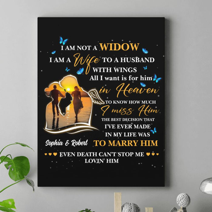 Personalized Couple Canvas - Memorial Gift Idea For Couple - I Am A Wife To A Husband With Wings