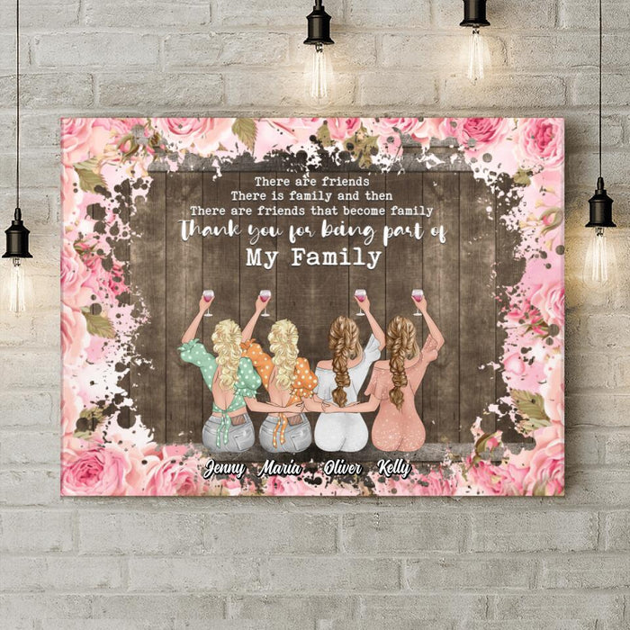 Personalized Friends Canvas - Up to 4 Friends - Gift Idea For Friends/Besties - Thank You For Being Part Of My Family