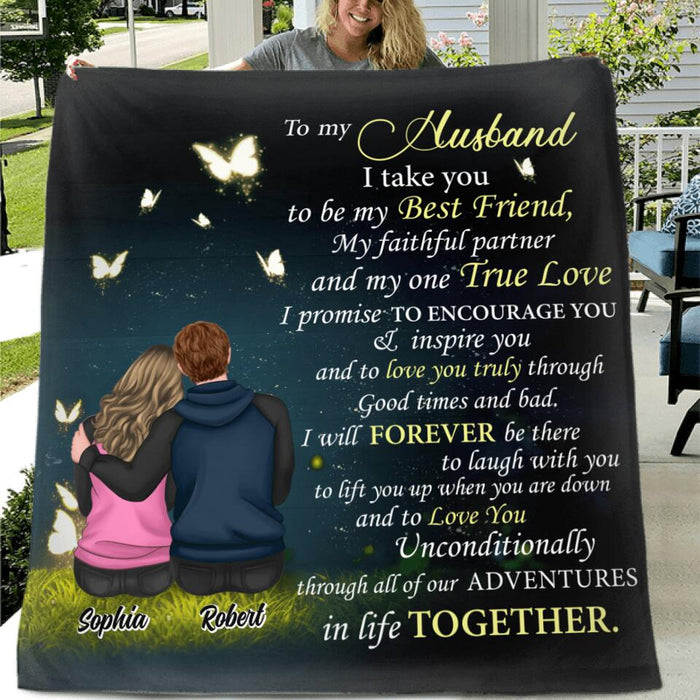 Personalized Couple Fleece Blanket/Quilt - Gift Idea For Boyfriend/Girlfriend/Husband/Wife - I Take You To Be My Best Friend