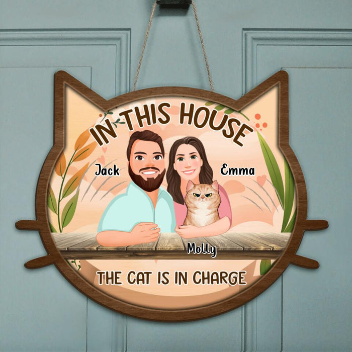 Personalized Cat Door Sign - Up to 6 Cats - Gift Idea For Cat Lovers - Home Is Where The Cats Are