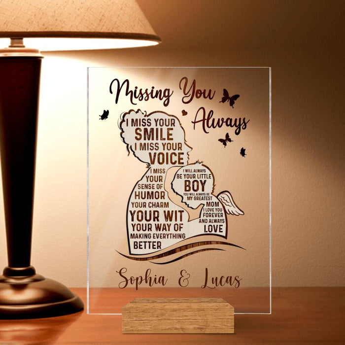Personalized Mom And Son Acrylic Plaque - Memorial Gift For Mother's Day/Family - Missing You Always