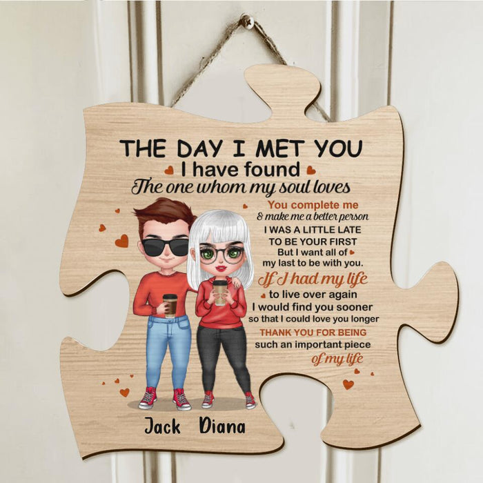 Personalized Couple Missing Piece Wooden Sign - Gift Idea For Couple - Thank You For Being Such An Important Piece Of My Life
