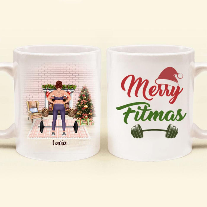 Personalized Workout Mug - Up to 2 Pets - Best Gift For Friend/Pet Lover - Merry Fitmas