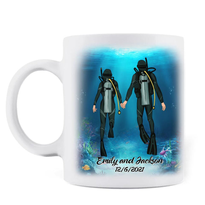 Personalized Couple Diving Coffee Mug - Best Gift For Couple - Just Keep Diving