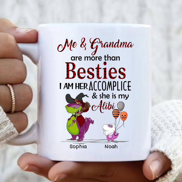 Personalized Grandma & Grandkid Dinosaur Coffee Mug - Halloween Gift For Grandma, Grandkids - Me & Grandma Are More Than Besties