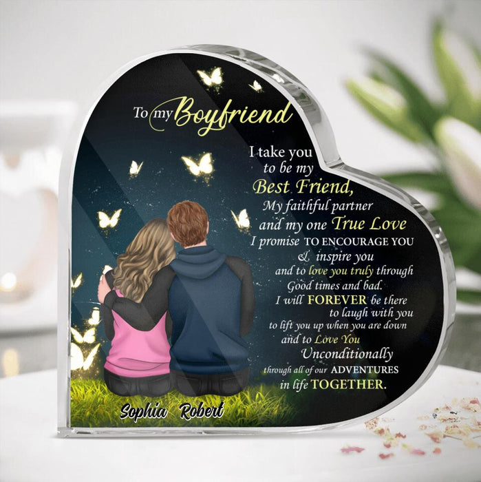 Personalized Couple Crystal Heart - Gift Idea  For Boyfriend/Girlfriend/Husband/Wife - To My Boyfriend I Take You To Be My Best Friend