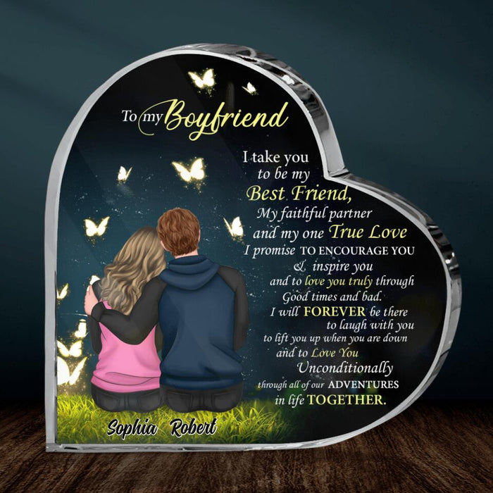 Personalized Couple Crystal Heart - Gift Idea  For Boyfriend/Girlfriend/Husband/Wife - To My Boyfriend I Take You To Be My Best Friend