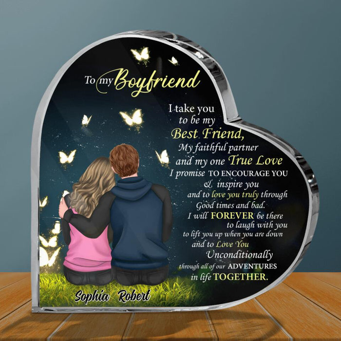 Personalized Couple Crystal Heart - Gift Idea  For Boyfriend/Girlfriend/Husband/Wife - To My Boyfriend I Take You To Be My Best Friend