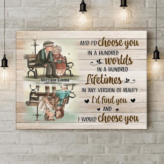 Custom Couple Name Horizontal Canvas - Gift Idea For Couple/ Wife/ Husband - I'd Find You and I'd Choose You