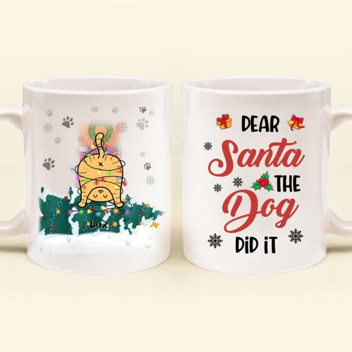 Personalized Cat Butt Coffee Mug - Gift Idea For Christmas/Cat Lover with up to 5 Cats - Dear Santa The Dog Did It
