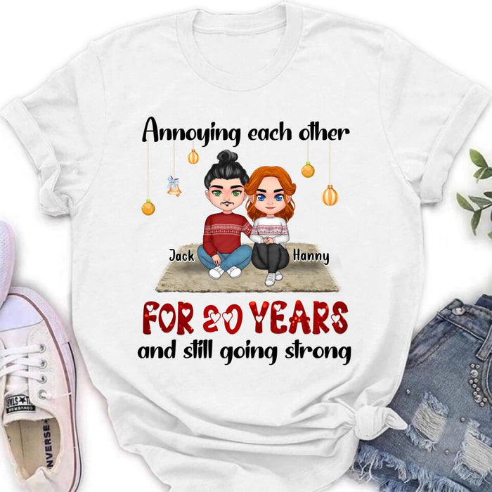 Personalized Couple Christmas T-shirt/Long Sleeve/Sweatshirt/Hoodie - Christmas Gift For Married Couples - Annoying Each Other For 20 Years And Still Going Strong