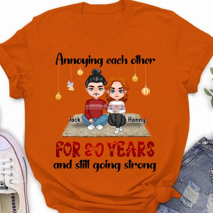 Personalized Couple Christmas T-shirt/Long Sleeve/Sweatshirt/Hoodie - Christmas Gift For Married Couples - Annoying Each Other For 20 Years And Still Going Strong