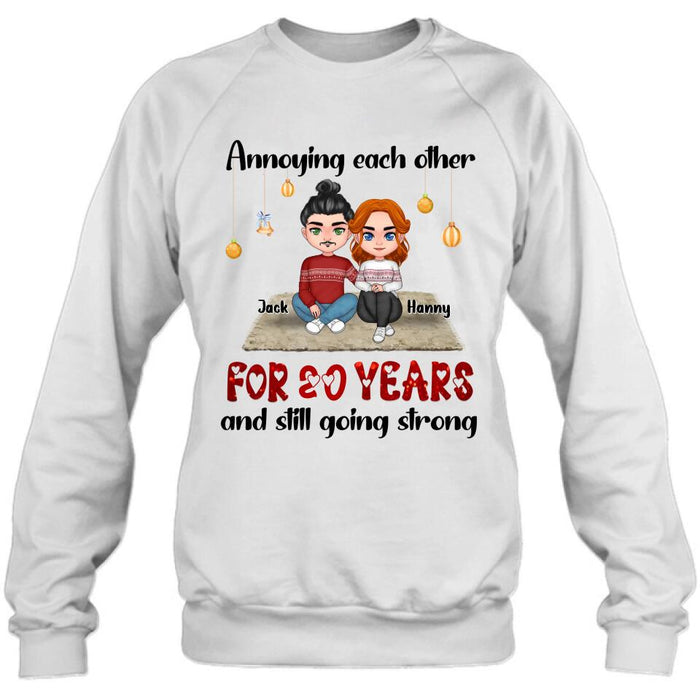 Personalized Couple Christmas T-shirt/Long Sleeve/Sweatshirt/Hoodie - Christmas Gift For Married Couples - Annoying Each Other For 20 Years And Still Going Strong