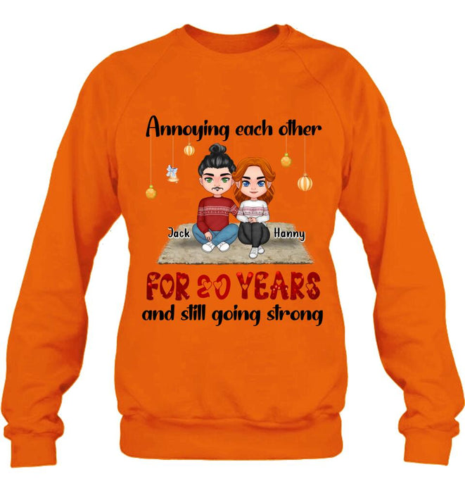Personalized Couple Christmas T-shirt/Long Sleeve/Sweatshirt/Hoodie - Christmas Gift For Married Couples - Annoying Each Other For 20 Years And Still Going Strong