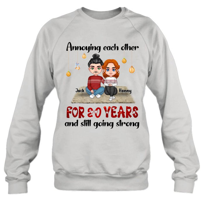 Personalized Couple Christmas T-shirt/Long Sleeve/Sweatshirt/Hoodie - Christmas Gift For Married Couples - Annoying Each Other For 20 Years And Still Going Strong