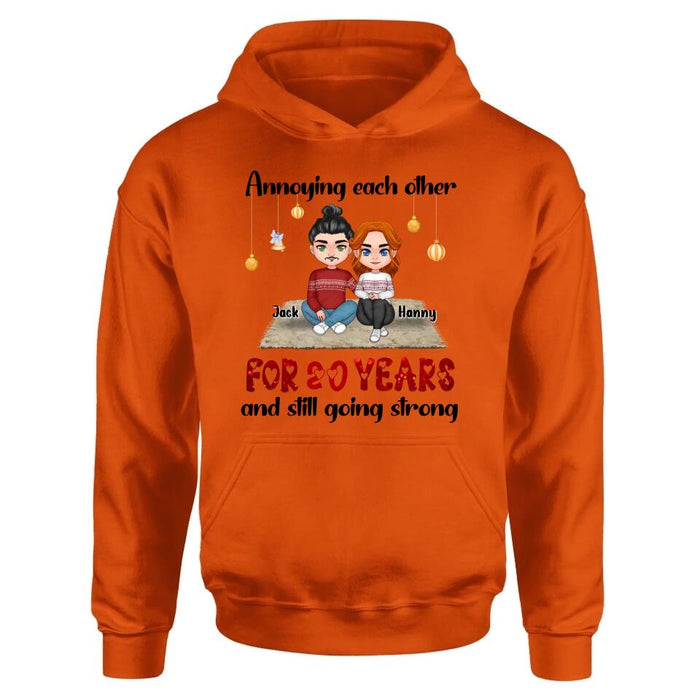Personalized Couple Christmas T-shirt/Long Sleeve/Sweatshirt/Hoodie - Christmas Gift For Married Couples - Annoying Each Other For 20 Years And Still Going Strong