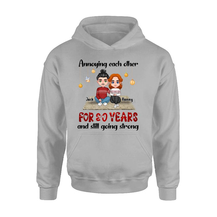 Personalized Couple Christmas T-shirt/Long Sleeve/Sweatshirt/Hoodie - Christmas Gift For Married Couples - Annoying Each Other For 20 Years And Still Going Strong