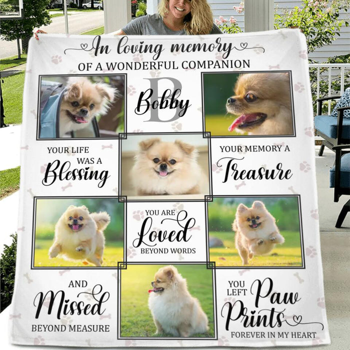 Personalized Dog Memorial Photo Fleece Throw Blanket/Quilt - Memorial Gift Idea For Dog Owner - Your Life Was A Blessing
