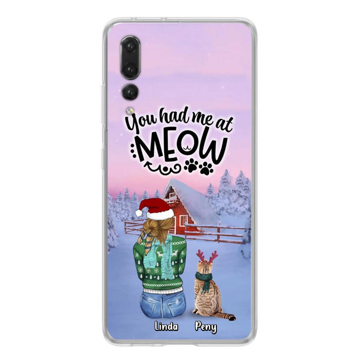 Personalized Christmas Cat Mom Phone Case - Up to 5 Cats - Christmas Gift Idea For Cat Lover - You Had Me At Meow - Case For Xiaomi, Oppo And Huawei
