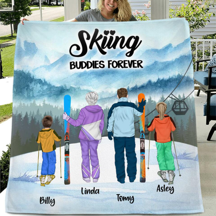 Personalized Skiing Quilt/Fleece Blanket - Gift for Family, Skiing Lovers - Skiing buddies forever