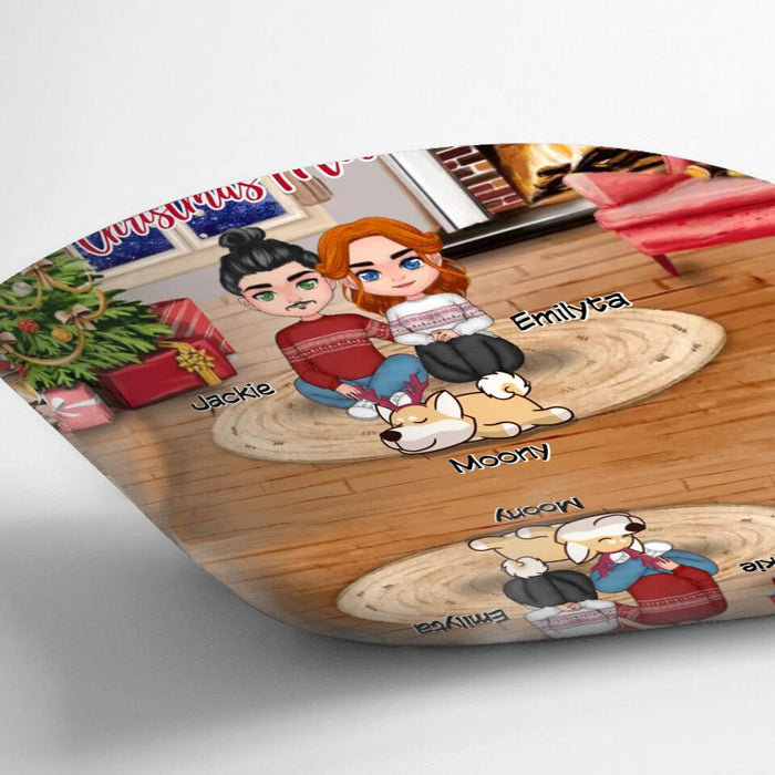 Personalized Couple Christmas With Pet Fleece Throw Blanket/Quilt/Pillow Cover - Best Gift Idea For Christmas/Couple -  Up To 3 Pets - I Just Want To Bake Stuff, Drink Tea & Watch Christmas Movies