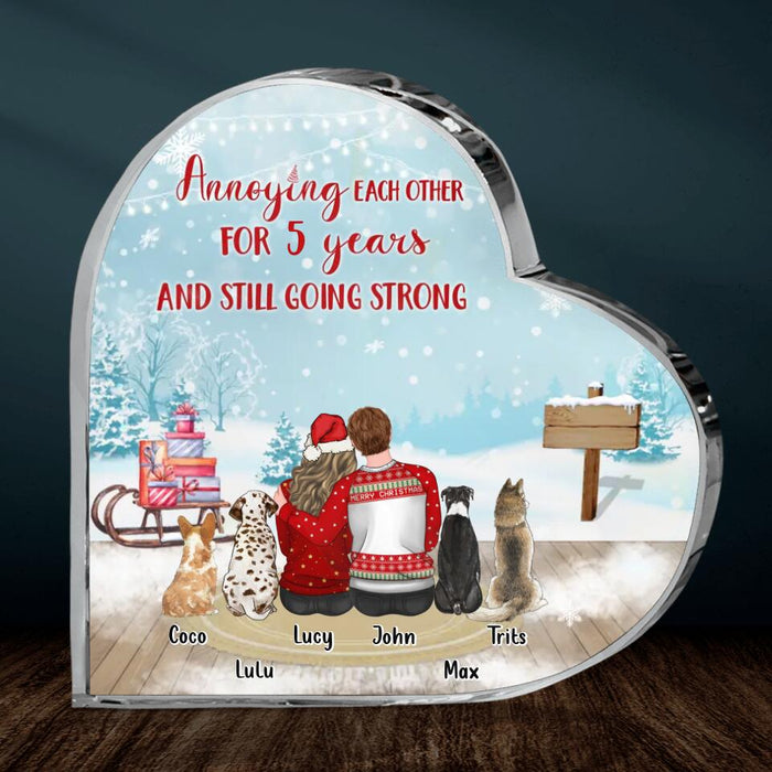 Personalized Couple Crystal Heart - Up to 4 Dogs - Christmas Gift Idea For Dog Lovers -
Annoying Each Other For Years And Still Going Strong