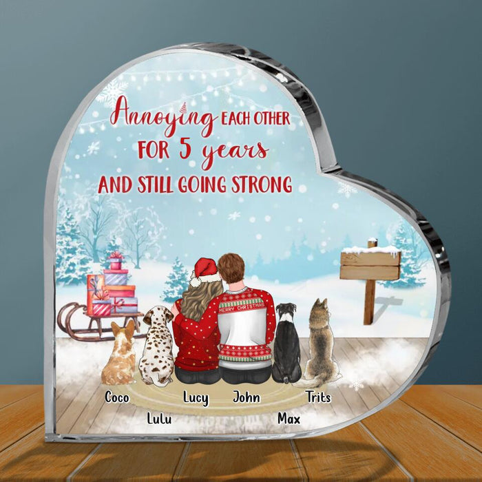 Personalized Couple Crystal Heart - Up to 4 Dogs - Christmas Gift Idea For Dog Lovers -
Annoying Each Other For Years And Still Going Strong