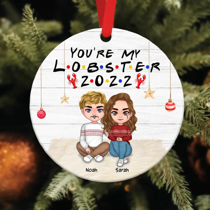 Personalized Couple Circle Wooden Ornament - Gift Idea For Christmas/Couple - You're My Lobster