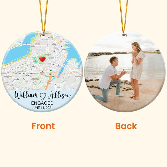 Personalized Couple Map Circle Ornament 2 Sides - Christmas/Anniversary Gift Idea For Couple