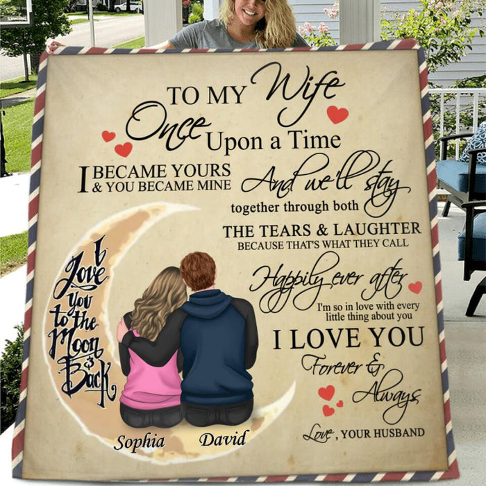 Personalized Couple Fleece Throw Blanket/Quilt - Best Gift Idea For Wife - To My Wife, I Love You Forever & Always
