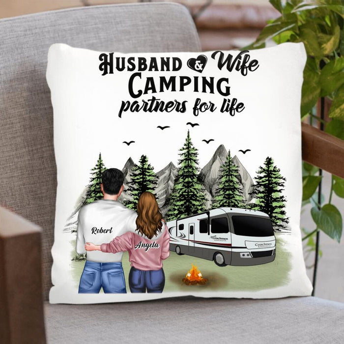 Personalized Camping Pillow Cover Cushion Cover - Gifts for Couples, Camping Lovers - Husband and Wife Camping Partners For Life