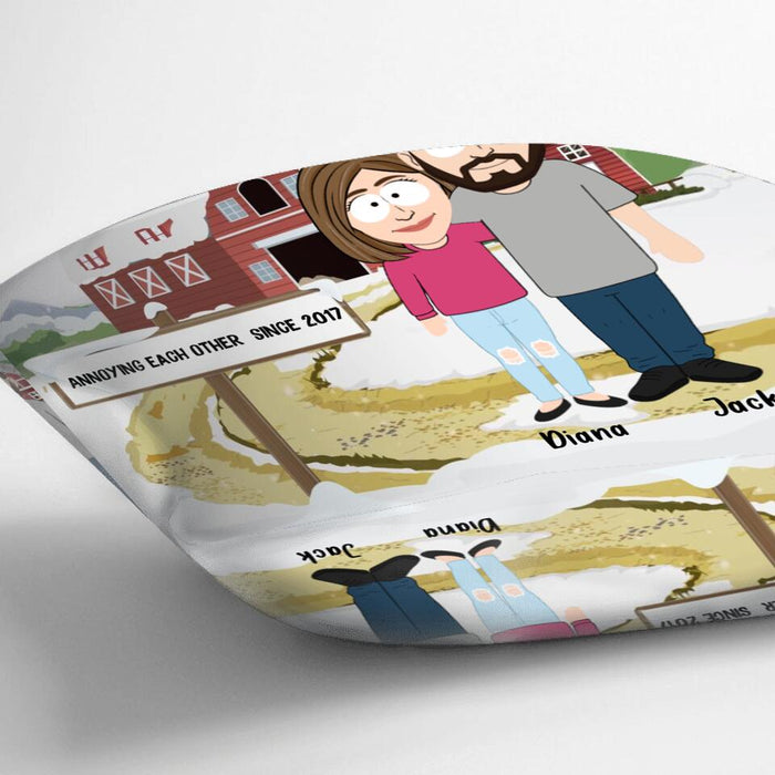 Personalized Couple Quilt/Fleece Blanket & Pillow Cover - Valentine Gift For Couple - Annoying Each Other Since 2017